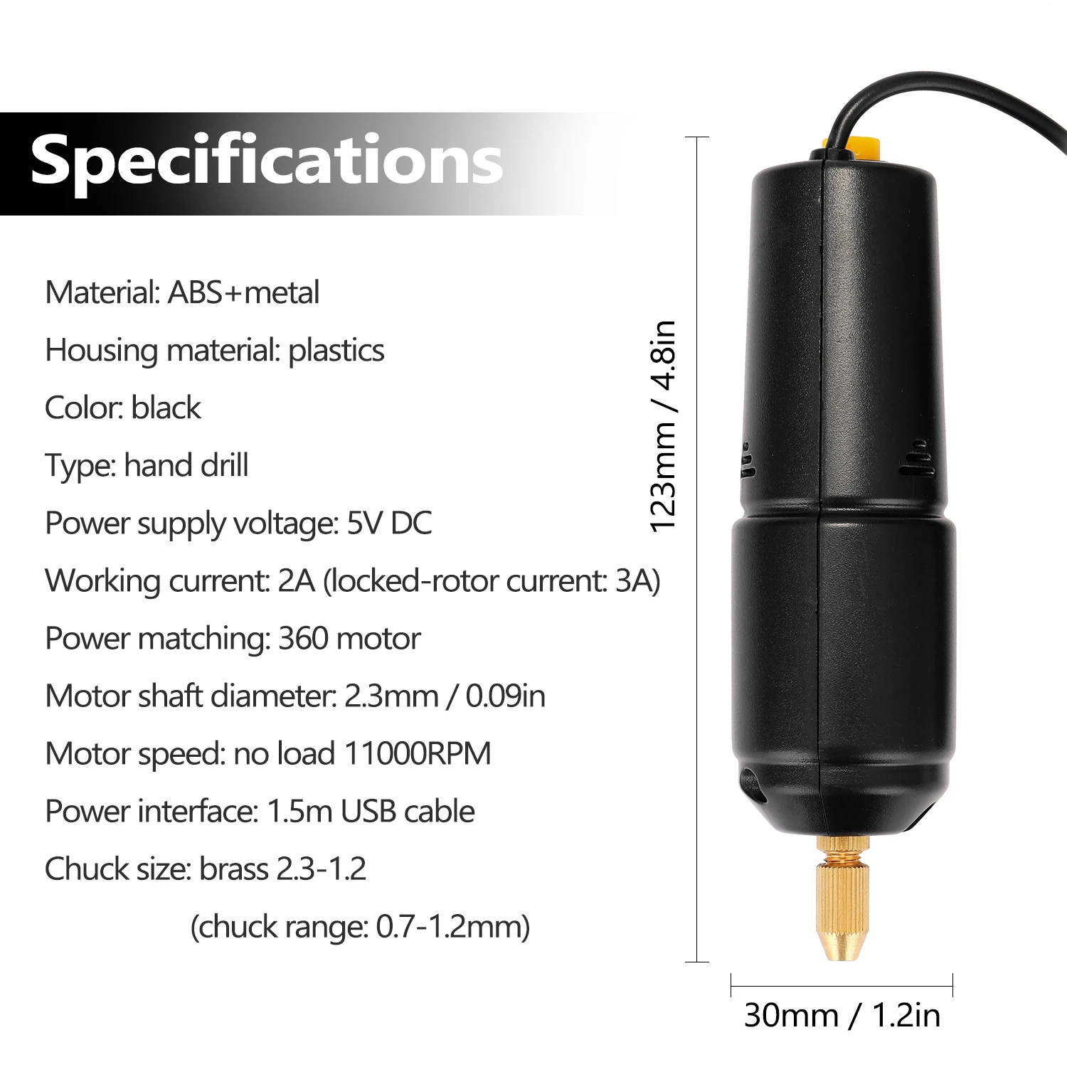 Handheld Electric Drill -U36 Mini Handheld Electric Drill USB Puncher 5V Power Small Grinding Tool for Jewelry Pearl Resin DIY