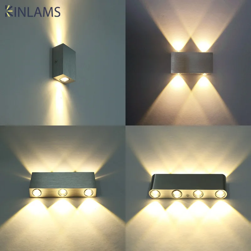 

Modern Simple Aluminum Wall Lamp Living Room Bedroom Corridor Background Wall Lamp Light Up And Down Small Brick LED Wall Lamp