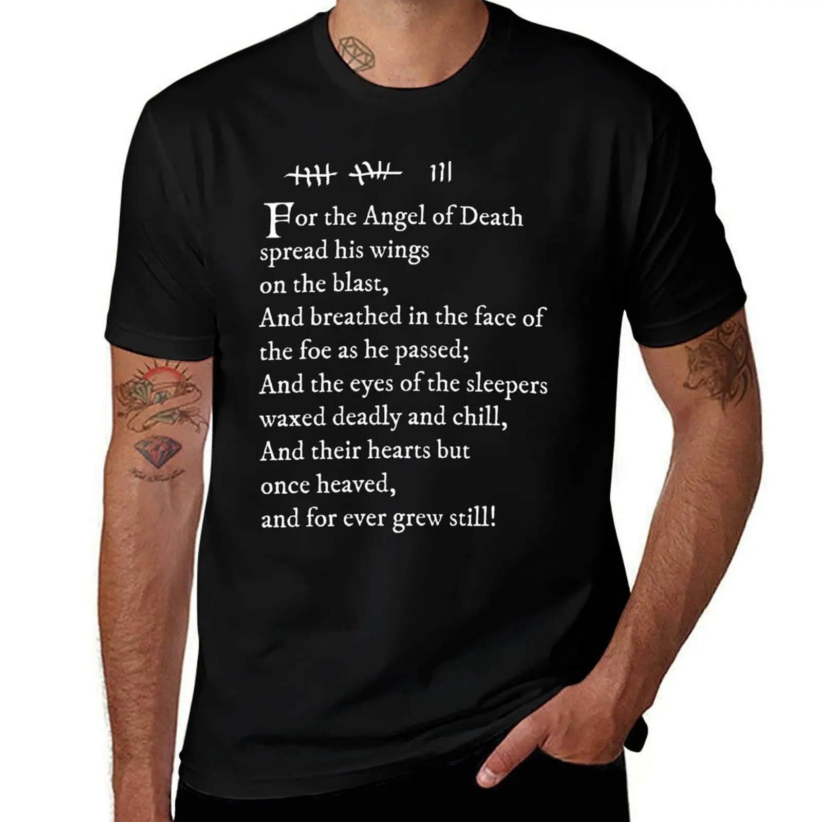 Archer - Tatouage de Pam (poème de Lord Byron) - T-shirt imprimé avec texte blanc Streetwear