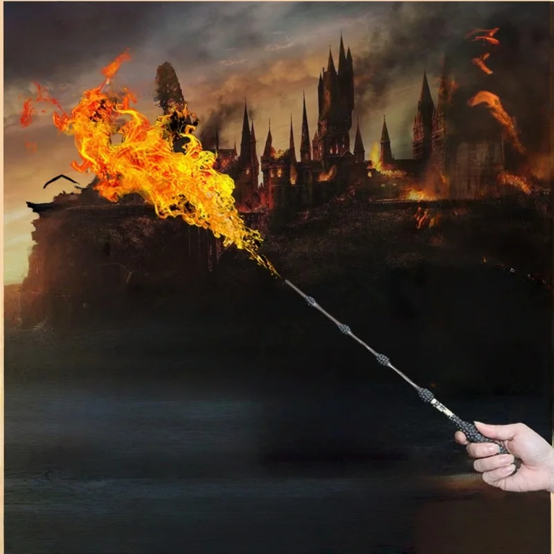 New Spitfire Wand Magic Stage Prop Luminous Wand Halloween Role Playing Gift Toy Outdoor Ignition Tool (Gift Box Packaging)
