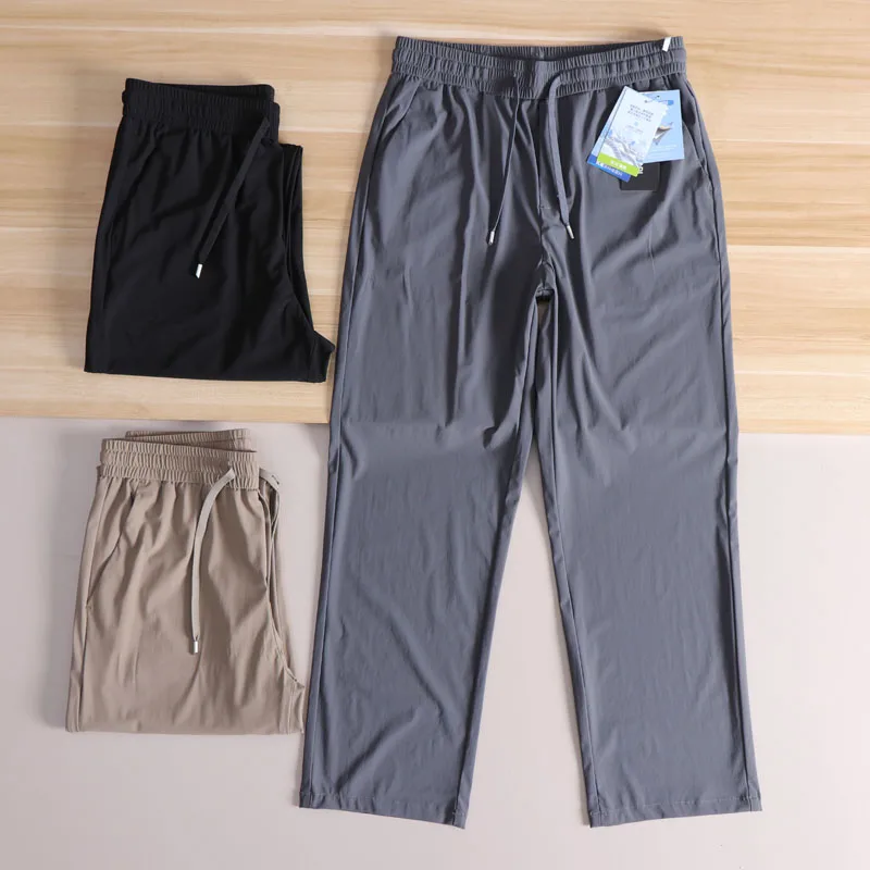 

Брюки Ice Sensation Qui Dry, мужские летние облегающие повседневные брюки, модные городские прямые брюки, тонкая модель