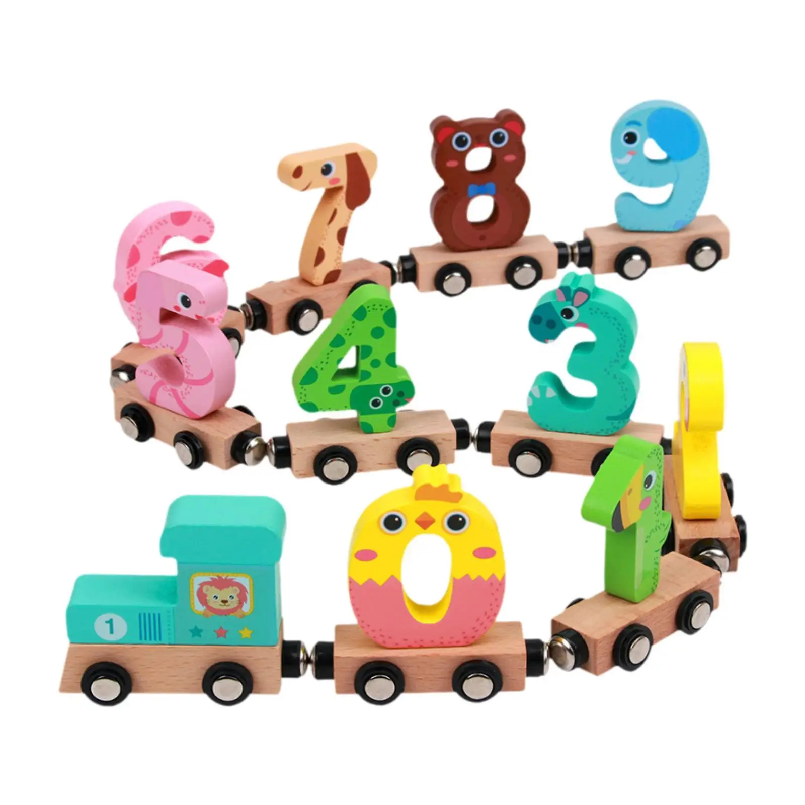 Wooden Number Train Toy Digital Recognition Train Matching Sequencing Games Kids Building Blocks for Boys Girls 1 2 3 Year Olds