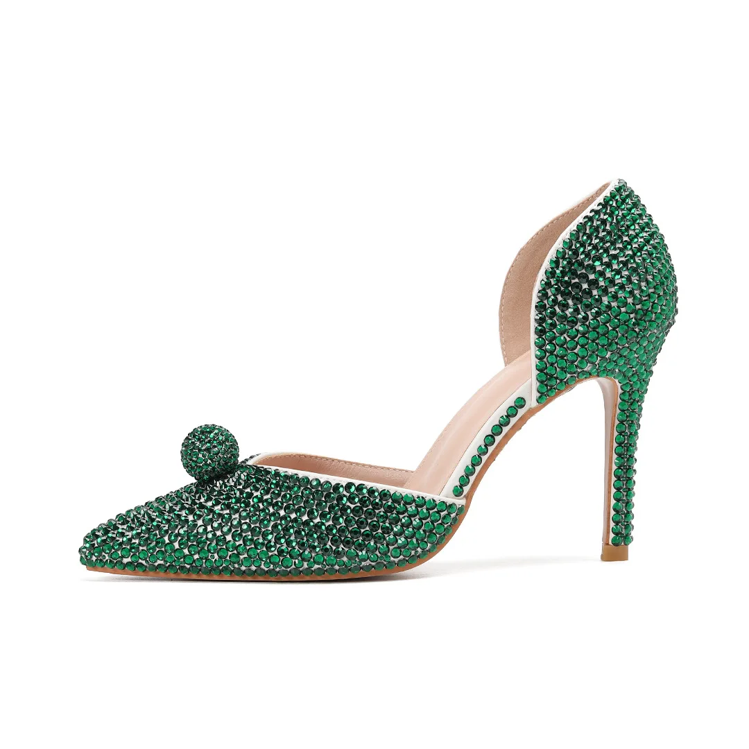 Independent station ins fashion catwalk stiletto color hot diamond gradual change women's single shoes sandals BlingBling