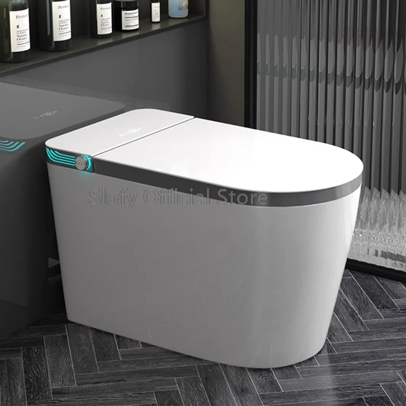 Elongated Smart Toilet Built-in Bidet Water Tank No Water Pressure Limit Multifunctional LED Display Screen Foot Sensing Toilet