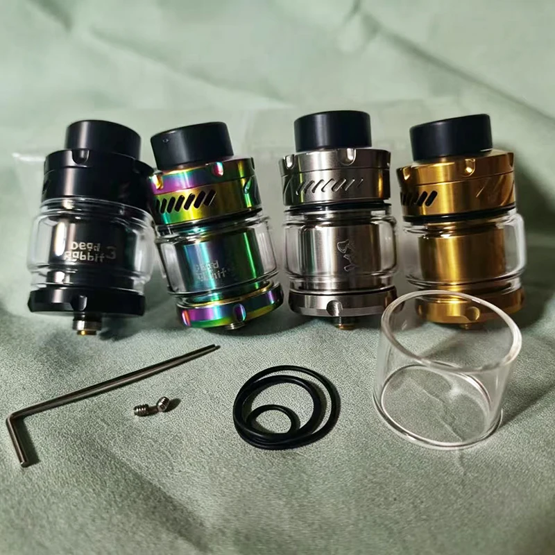 Dead Rabbit V3 RTA DIY Atomizer 3.5ml/5.5ml 25mm 810 Drip Tip Çift Bobinli Üstten Doldurma Hava Akışı Dekoratif Yedek Parçalarla