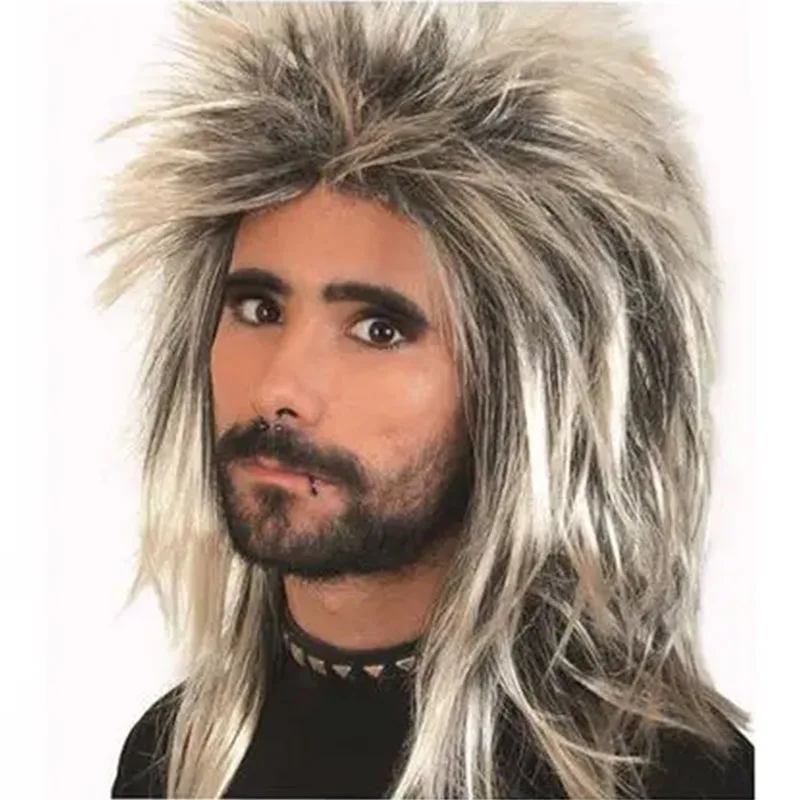 Rock Star Had a Shaggy Cheap Wig Hair Black Champagne Men Boys Cosplay Wig