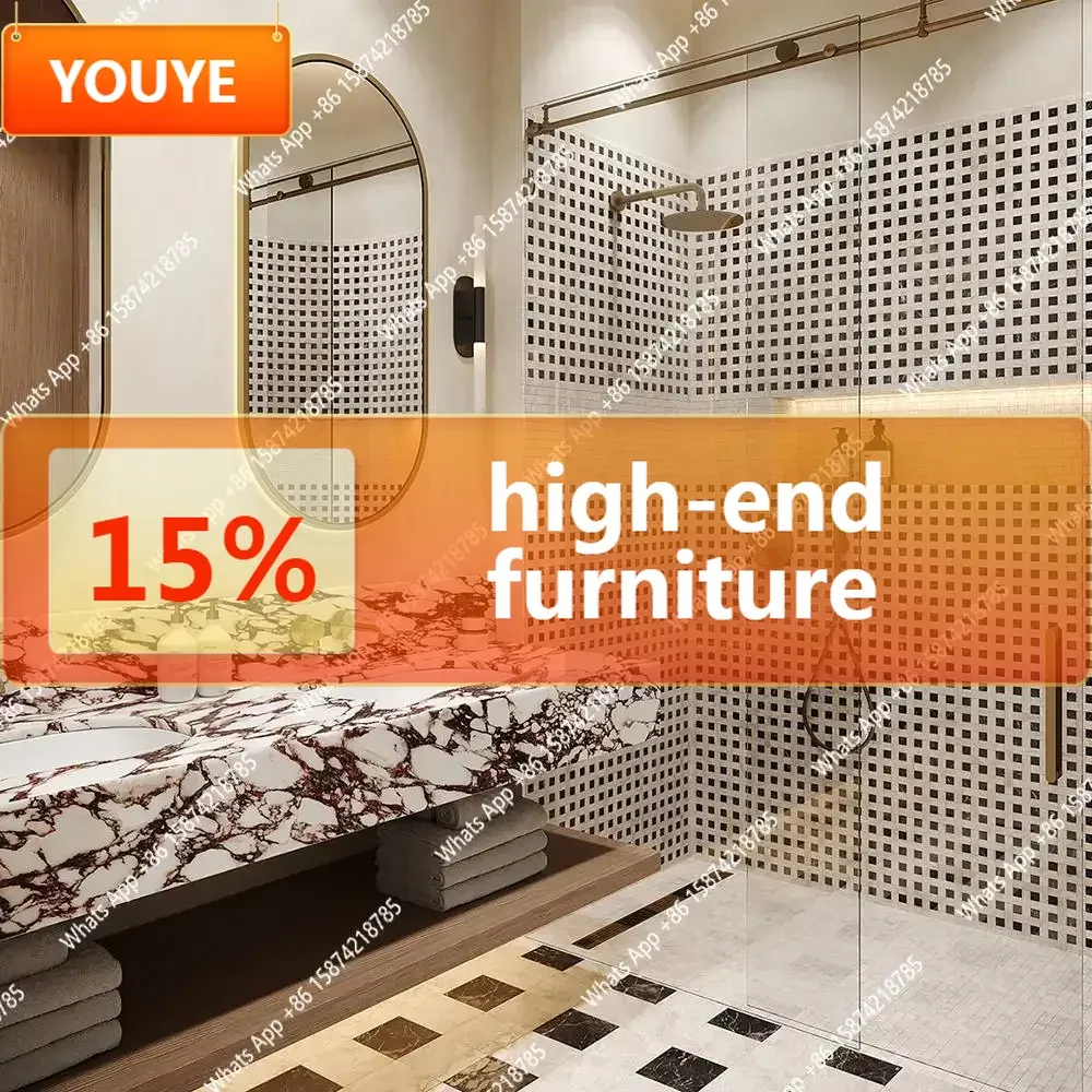 

A63 Calacatta Stone Double Sink Vanity, Designer Combination Basin Bathroom Cabinet, Scratch Resistant, Antibacterial, Customiz