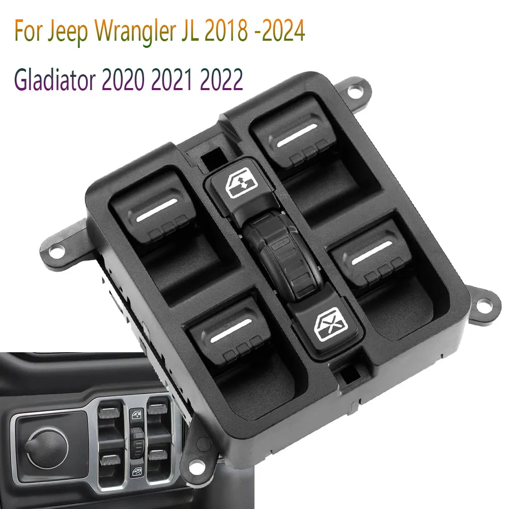 

Электрический переключатель стеклоподъемника для Jeep Wrangler JL 2018-2024 Gladiator JT 2020-2022, кнопка подъемника со стороны водителя, автомобильные аксессуары