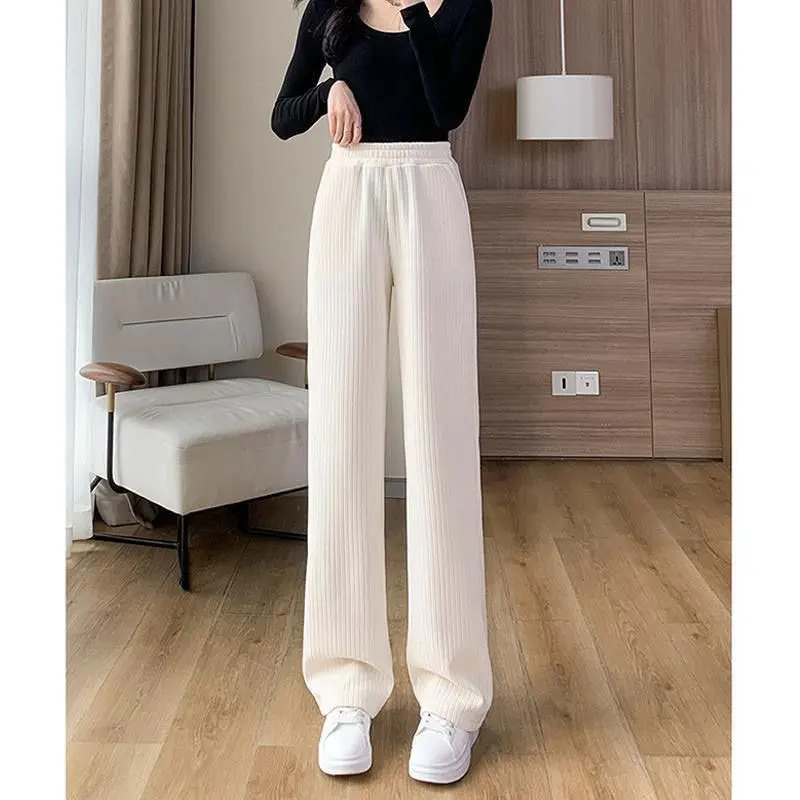 

Women's Autumn Fashion Simplicity Solid Color High Waist Wide Leg Pants Women Clothes All-match Loose Casual Straight Trousers