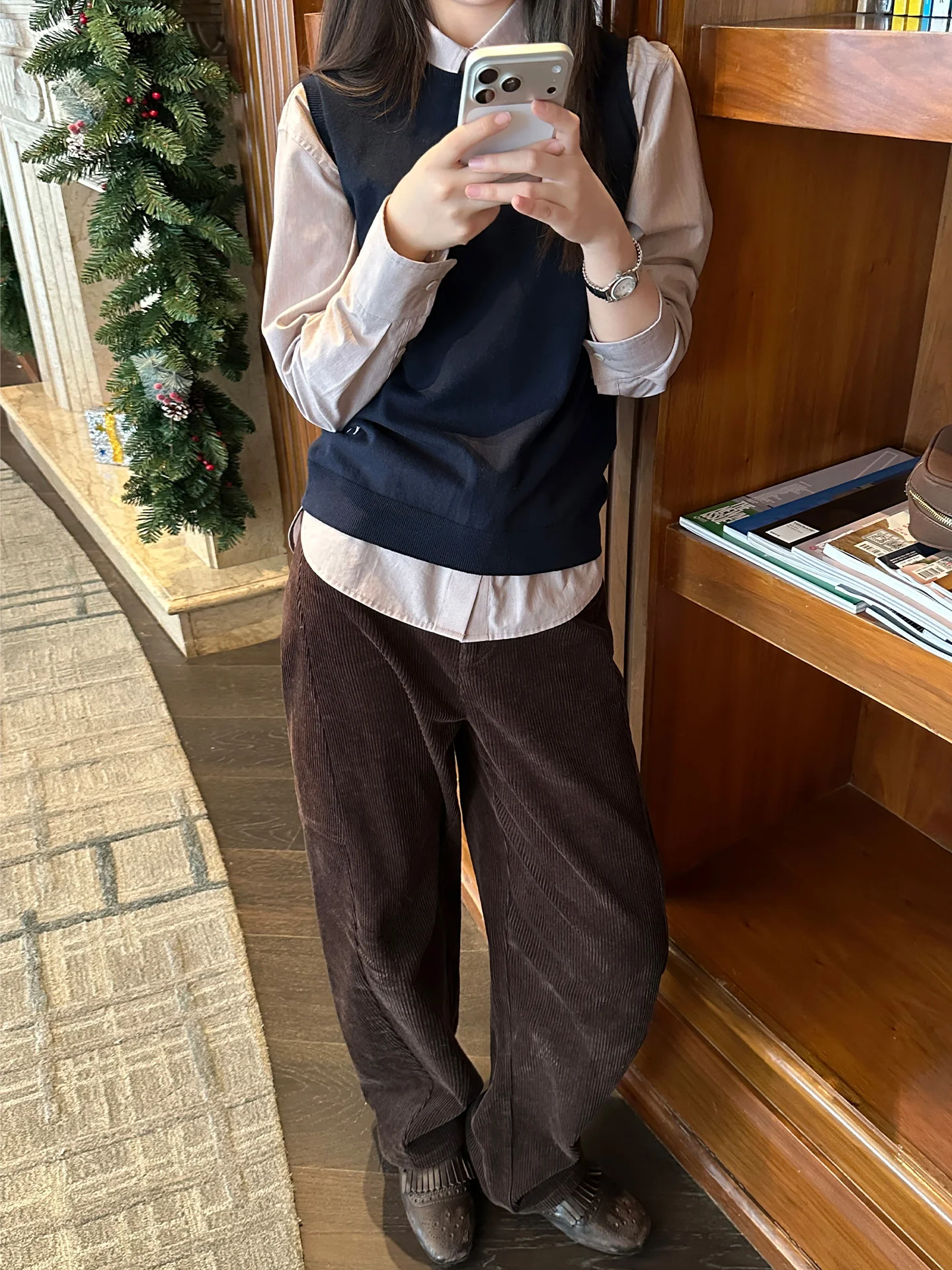 

Винтажные вельветовые брюки-палаццо из чистого хлопка, повседневные, с эффектом потертости, цвет кофе, осень-зима, женские...