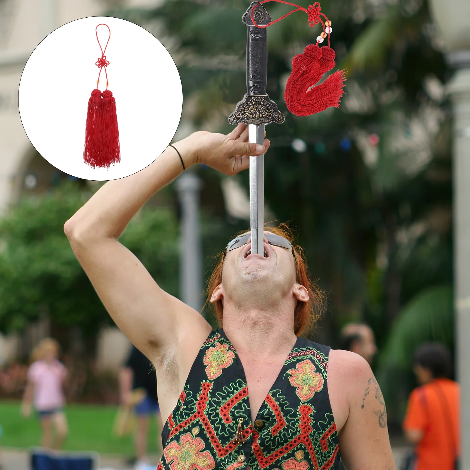 Accessoires de décoration à pampilles chinoises, pendentif à nœud traditionnel pour spectacles sur scène d'arts martiaux et événements culturels, glands d'escrime