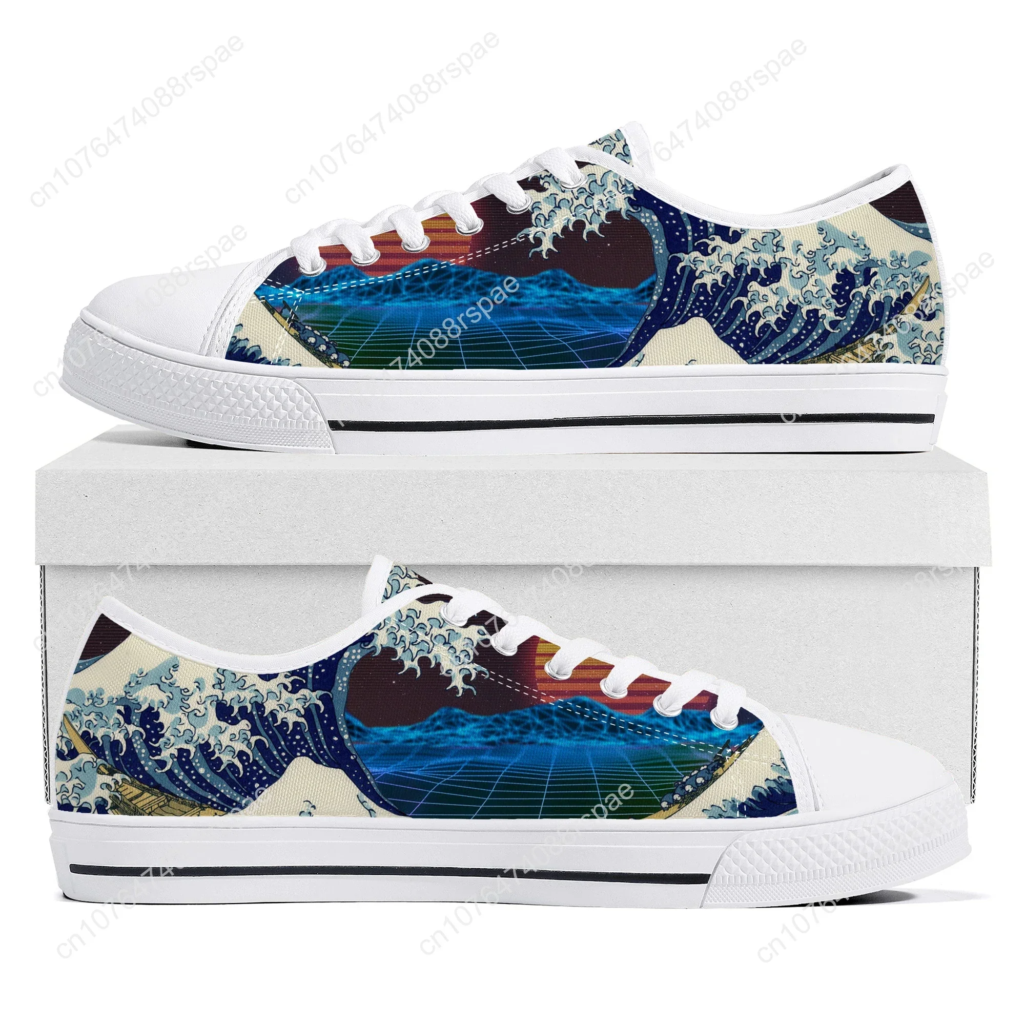 The Great Wave off Kanagawa Printmake Low Top Sneakers High Quality Mens Womens Teenager Canvas Sneaker Couple Shoes Custom Shoe