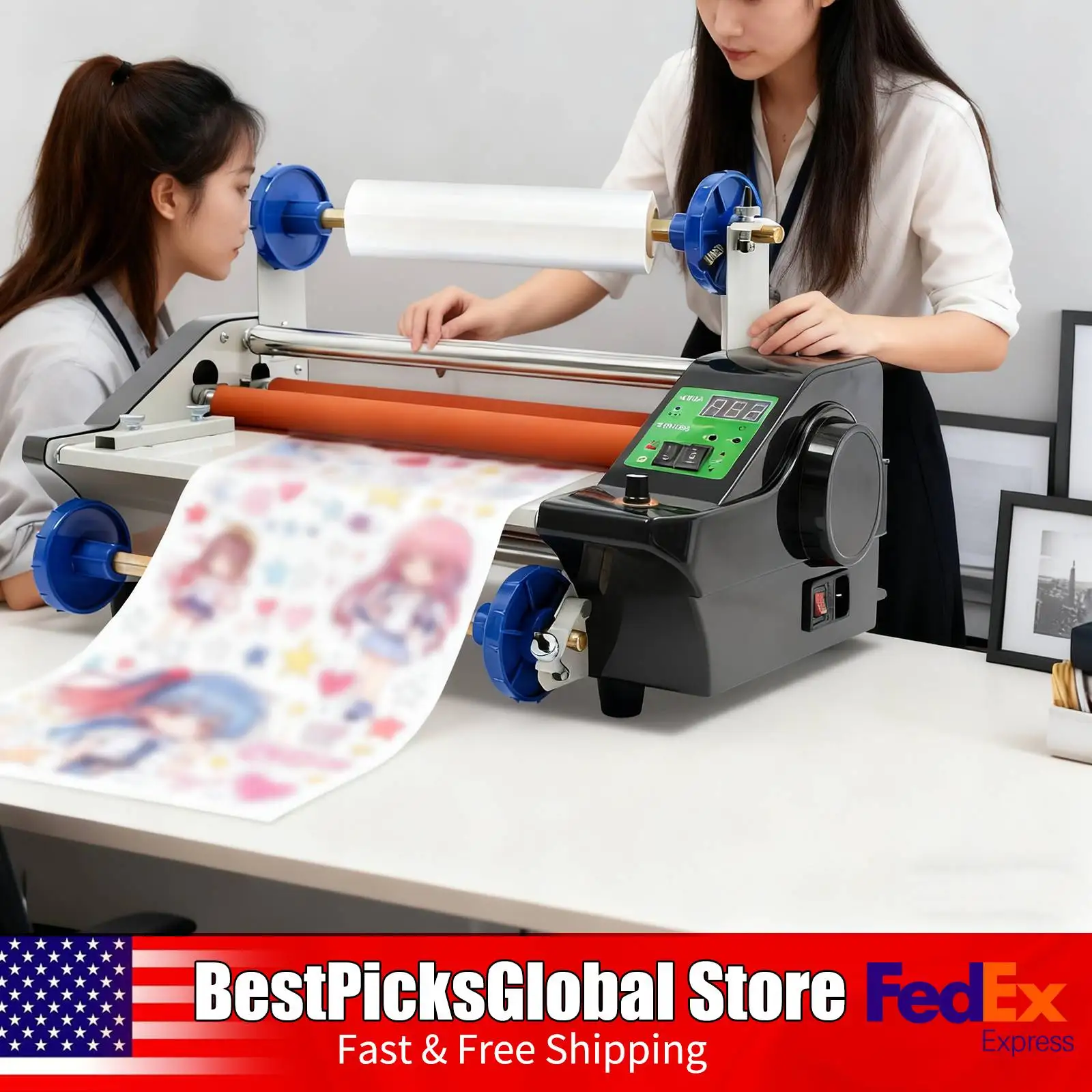 

600W Laminating Machine with Display Screen Dual Heating Modes Infinite Speed Regulation Laminating Machine for Cardboard 110V