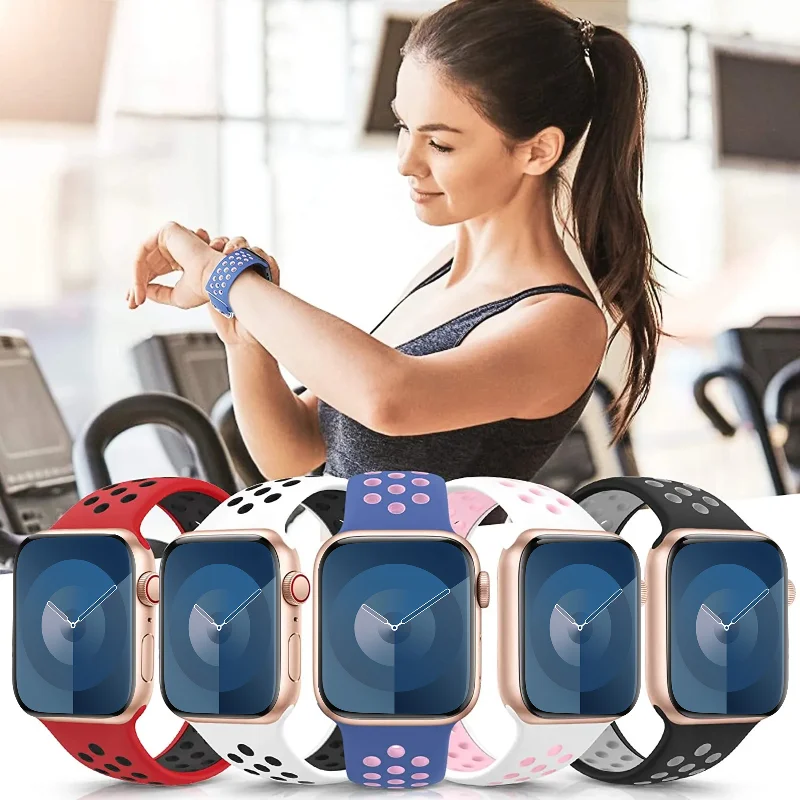 Silikon armband für Apple Watch Ultra/2 49mm 9 8 7 45mm 41mm poröses atmungsaktives Sporta rmband für Serie 6 5 4 3 2 se 44mm 40mm