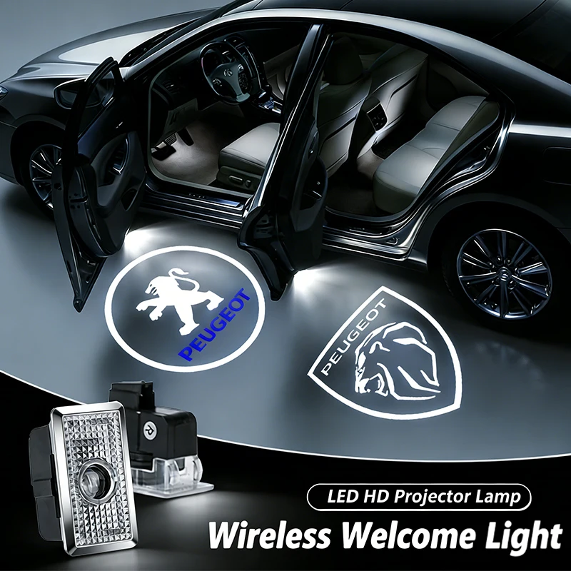 2 Stück LED Auto-Türprojektorlampen Willkommensbeleuchtung Zubehör für Peugeot 206 307 308 207 3008 208 407 508 2008 5008 301 406 408