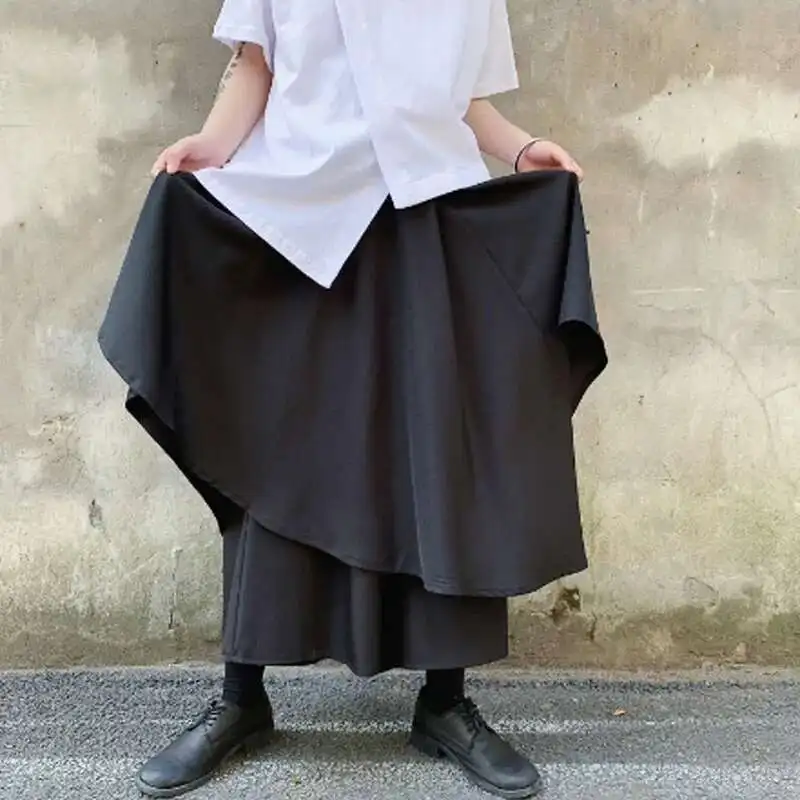 Harem Larga Outono Irregular Pants Patchwork Culottes Calças Homens Perna Dança Hip Hop Corredores Mulheres Haruku Japo