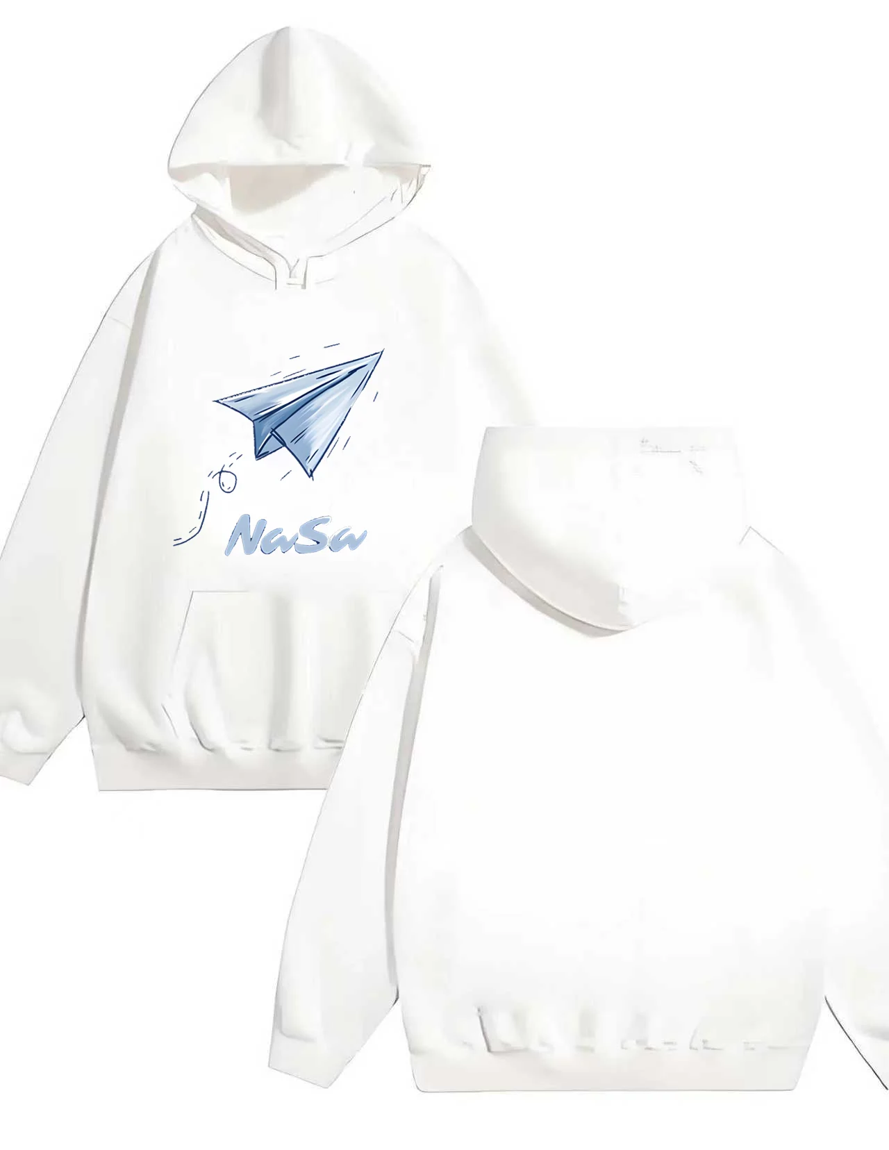 The 2025 new NASA paper airplane print 330G heavy-duty hooded sweatshirt is suitable for both men and women