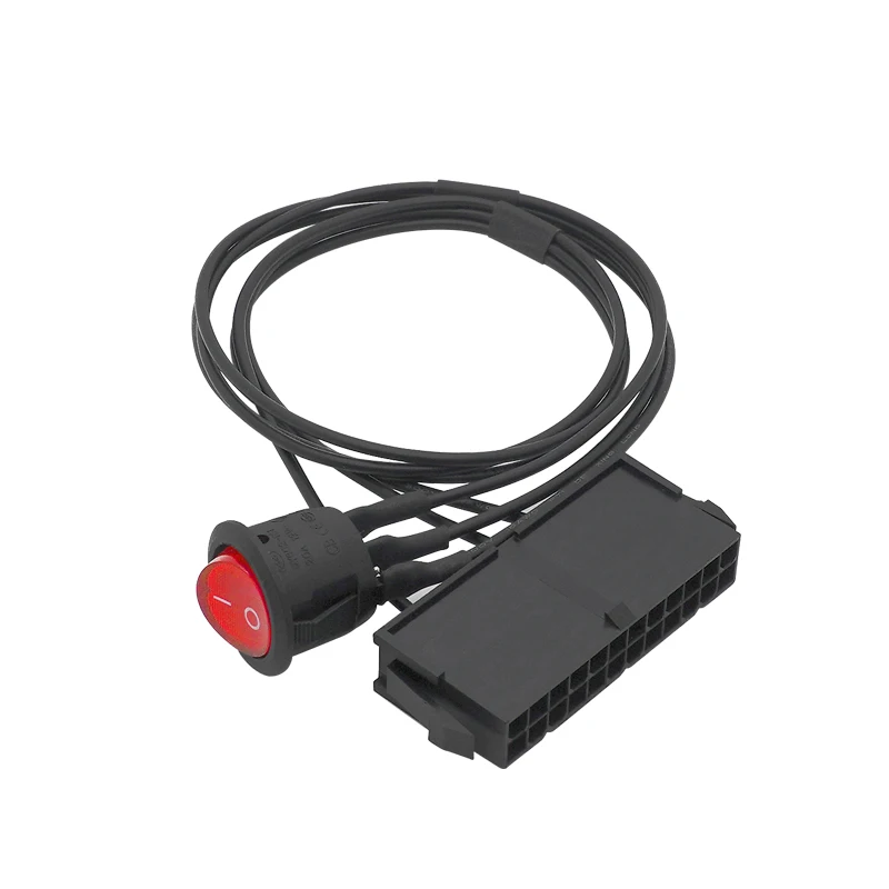 Cable de estaño de cobre de 55cm, Cable de 24 pines hembra ATX PSU PC, probador de arranque de fuente de alimentación, puente de arranque con interruptor de encendido/apagado