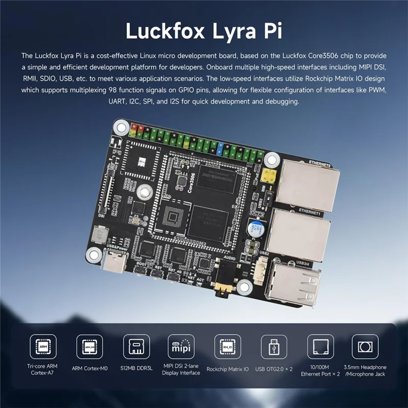 -A90P Für Luckfox Lyra Pi Triple-Core ARM Cortex-A7 Cortex-M0 512 MB Micro Dev Board Linux System unterstützung MIPI/DSI Display