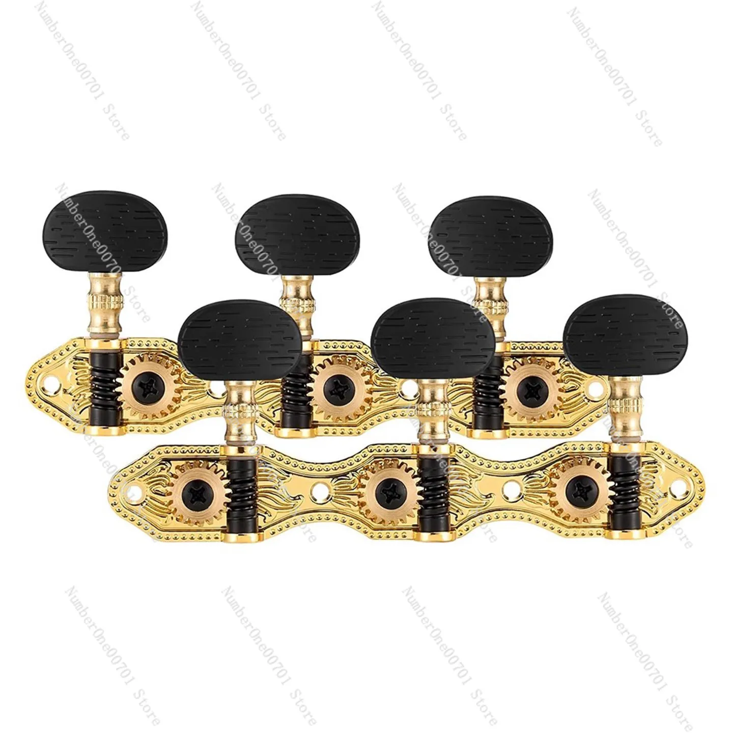 3+3 Classical Guitar Tuning Pegs Machine Heads, Set of 6 with Gold Tuning Keys for Classical Acoustic Guitar