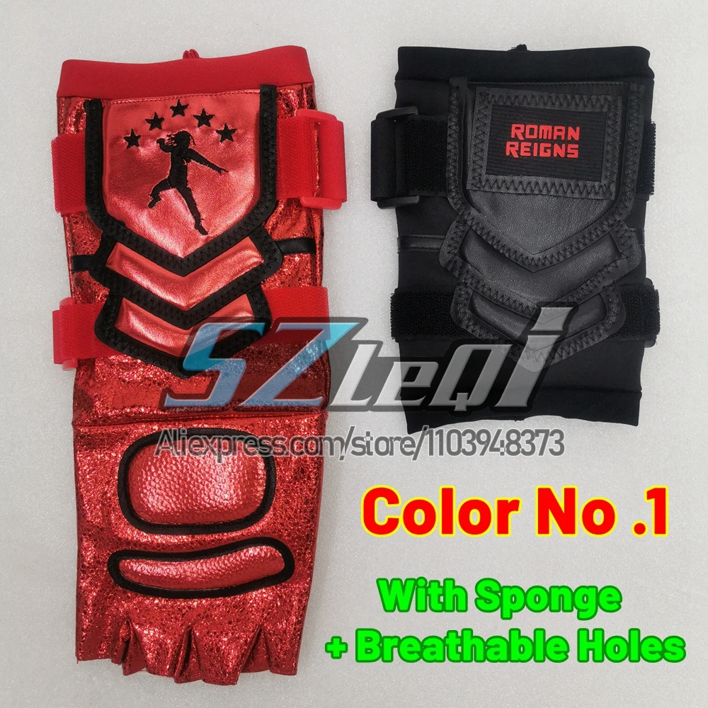 Premium Red Gold Motorcycle Gloves Set For Roman Reigns With Sponge Gloves Weight Lifting Wrestling Outdoor Sports Gauntlet Sets