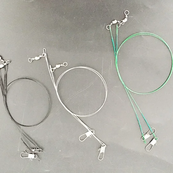 Immagine 7: Filo da Pesca in Acciaio Anti-Morso con Girella e Moschettone – Attrezzo da Pesca Offshore con Anima in Piombo per Lure Front Wire