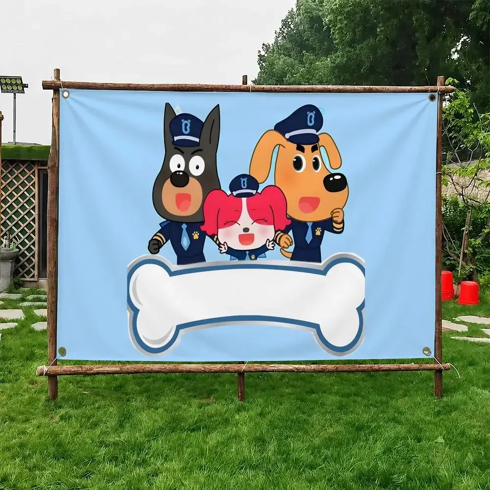 Sheriff Labrador Cute Cartoon Flags Soft Durable Tapestry Skinfriendly For Outdoor Party Home Living Room Bar Bedroom Decoration