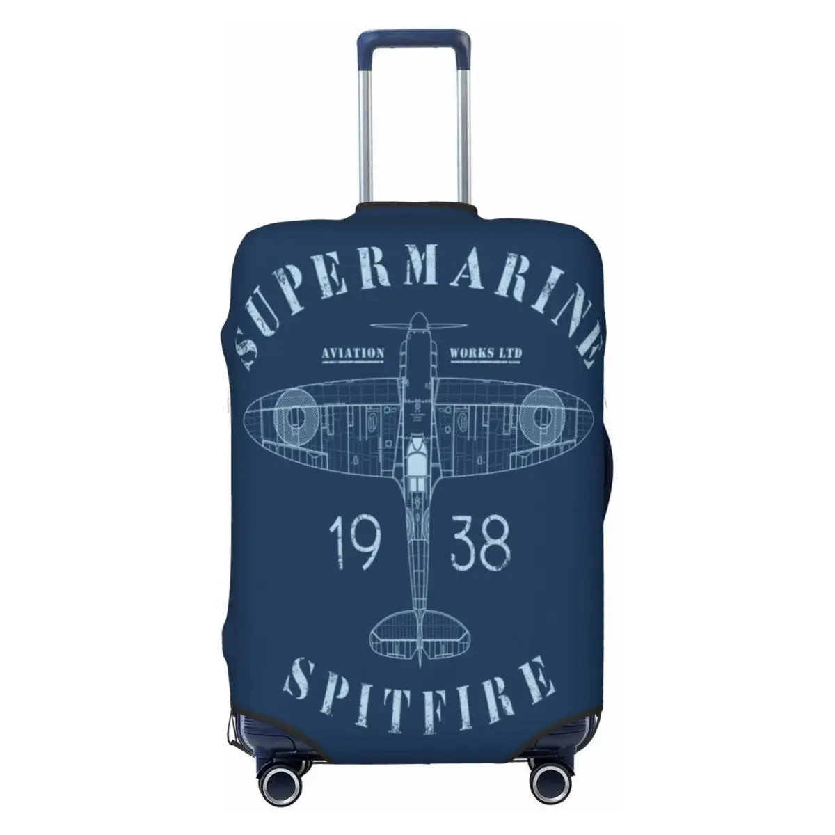 

Чехол для багажа Spitfire Blueprint, эластичный истребитель, пилот, самолет, дорожный чемодан, защитные чехлы, подходят для 18-32 дюймов