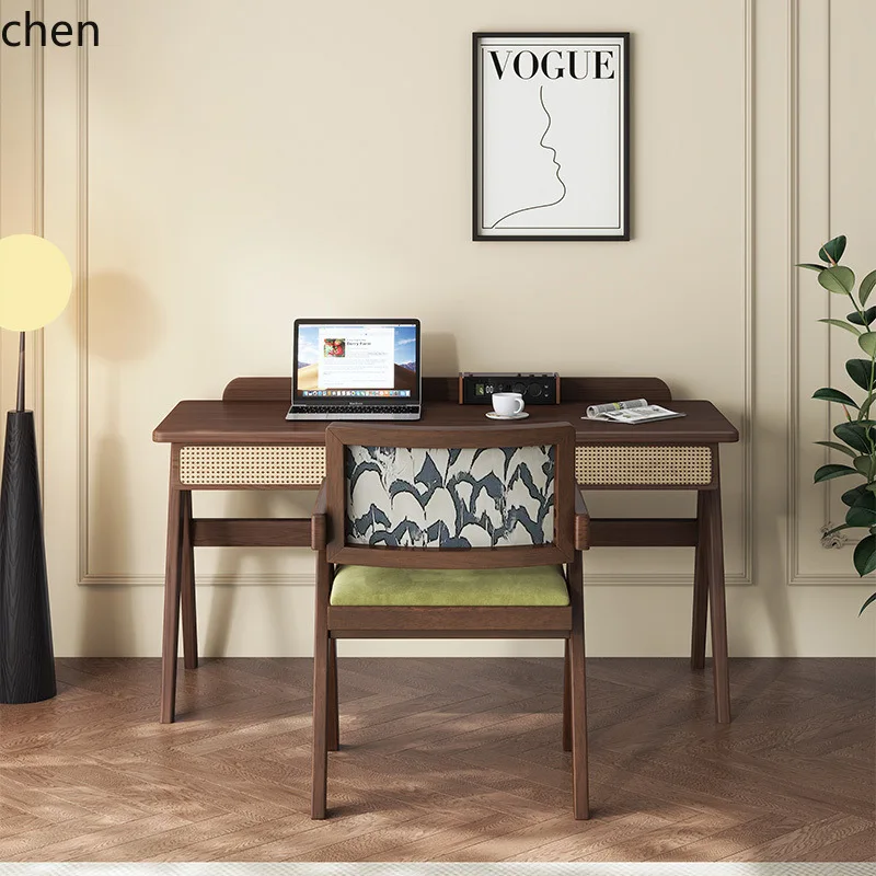 

PYH Vintage Luxury Style Solid Wood Desk Computer Home Office Study Writing Desk