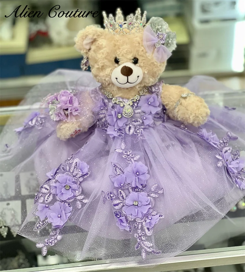 

Purple Special Link For Personalized Quinceanera Teddy Bear Dress Bead Appliques Mini Dress Bear Not Included Customized