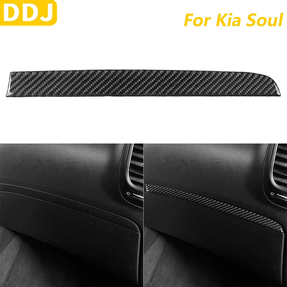 

For Kia Soul 2014-2019 Real Carbon Fiber Co-pilot Instrument Panel Decorative Strips Car Interior Accessories Decoration Sticker