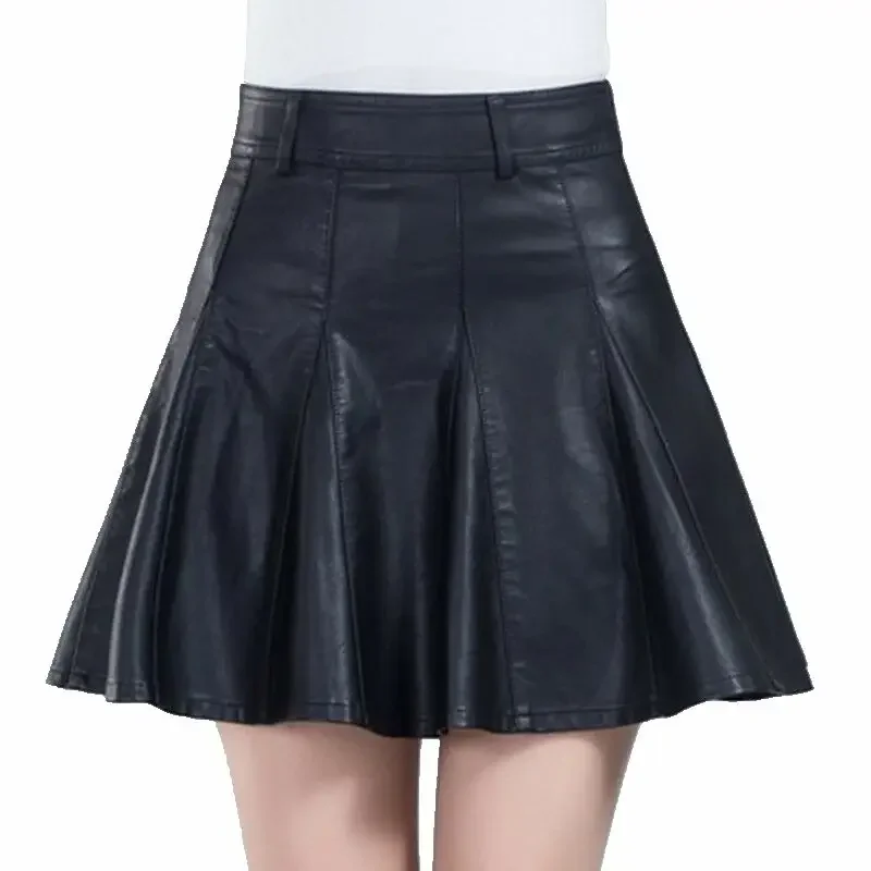 

Women Black Pu Leather Skirt 2024 Fashion Casual Mini Skirts Y2k Female Korean Style High Waist Short Skirt Winter Solid Bottoms