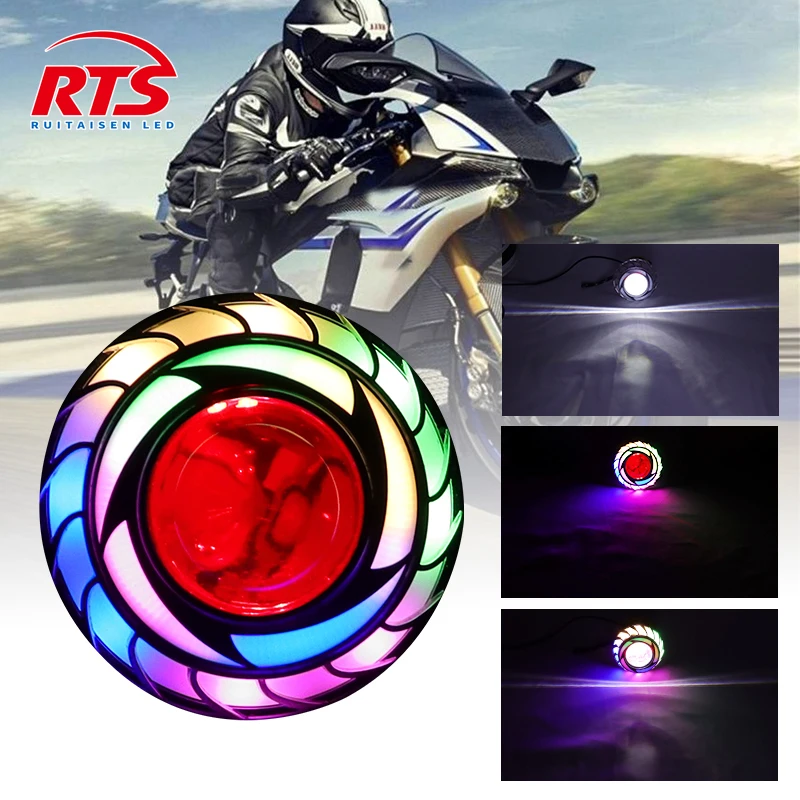 Universal Motorcycle Equipments Warning Lamp Angel Eye RGB Flashing Brake Tail Rear LED Motorbike Light Moto Accessories