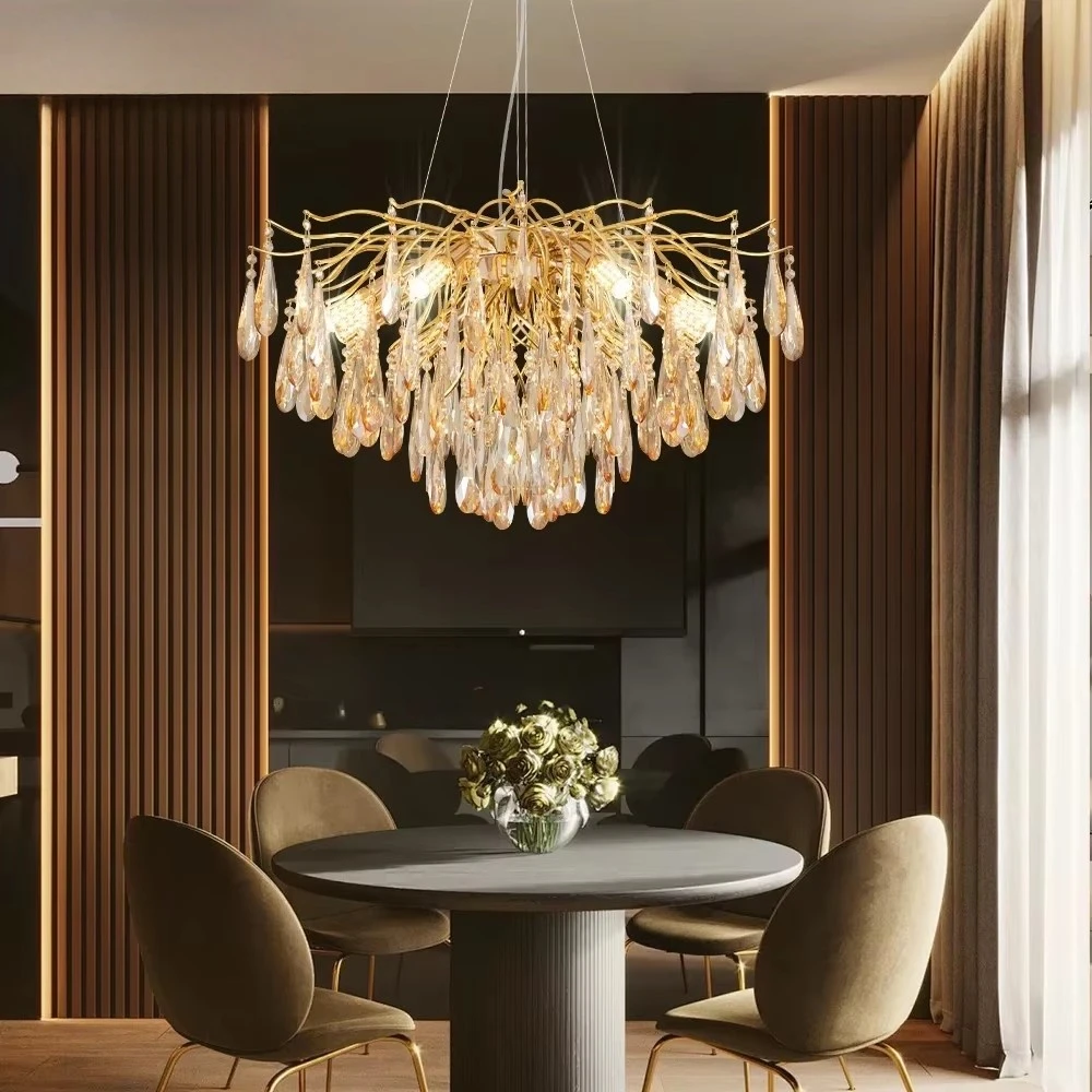 

American Rectangular Crystal Chandelier Living Room Lobby Hotel Light Fixtures Celling Chandelier Modern Decorative Led Lamps