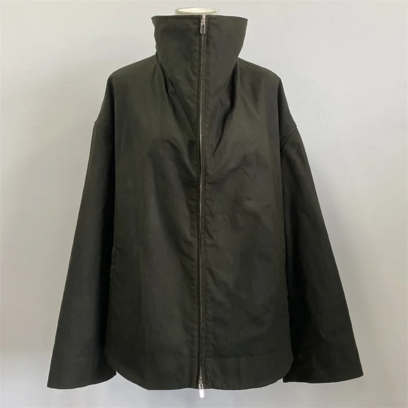 

Women's jacket 2025 winter new Corduroy patchwork high neck women's jacket High quality pure cotton long sleeved top outerwears