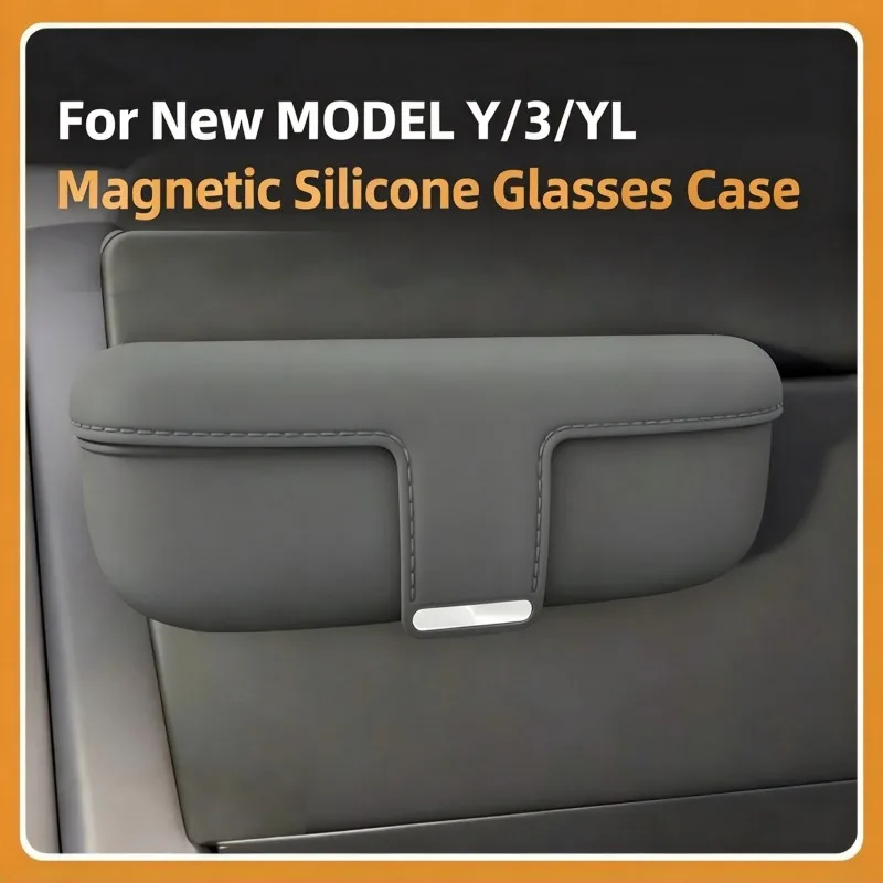 For Tesla New model YL/Y/3 2024+ Magnetic Suction Car Glasses Case Car Interior High-end Sunglasses Box Interior Car Accessories