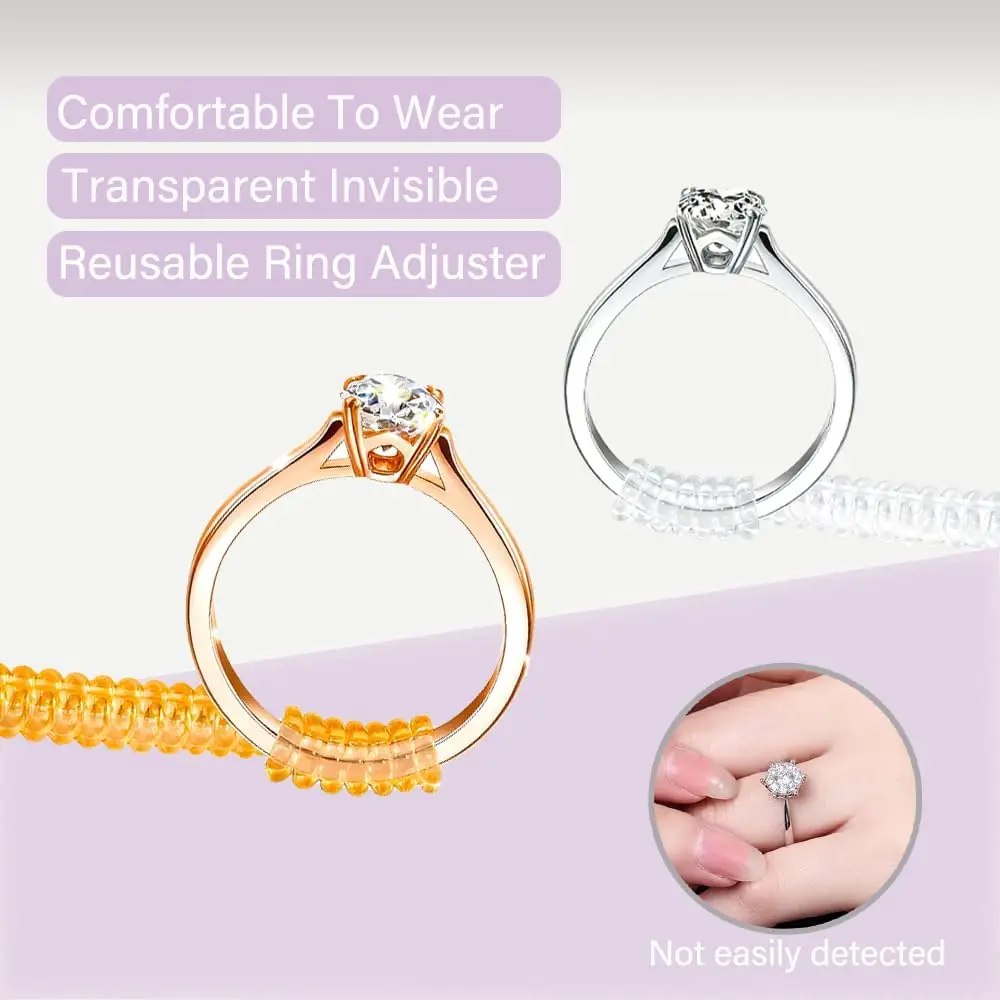 16 Pack Ring Sizers for Loose Rings, Ring Size Adjuster, Invisible and Golden Tightener Resizer Fitter for Women and Men