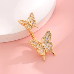 1pcs Butterfly Belly Button Rings 316L Steel Zircon Navel Piercing Surgical for Women Girl Body Belly Jewelry Gift Gold Color