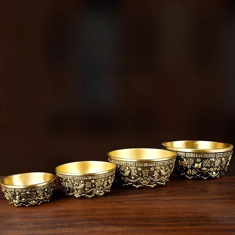 Copper Treasure Bowl Ornaments Incense Burner Home Gathering Wealth Fortune Store Entrance Gift