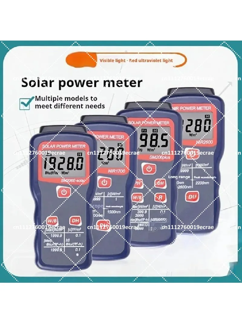 Handheld Solar Power Meter Solar Radiation Irradiance Tester PV Photovoltaic Light Meter W/m² Btu