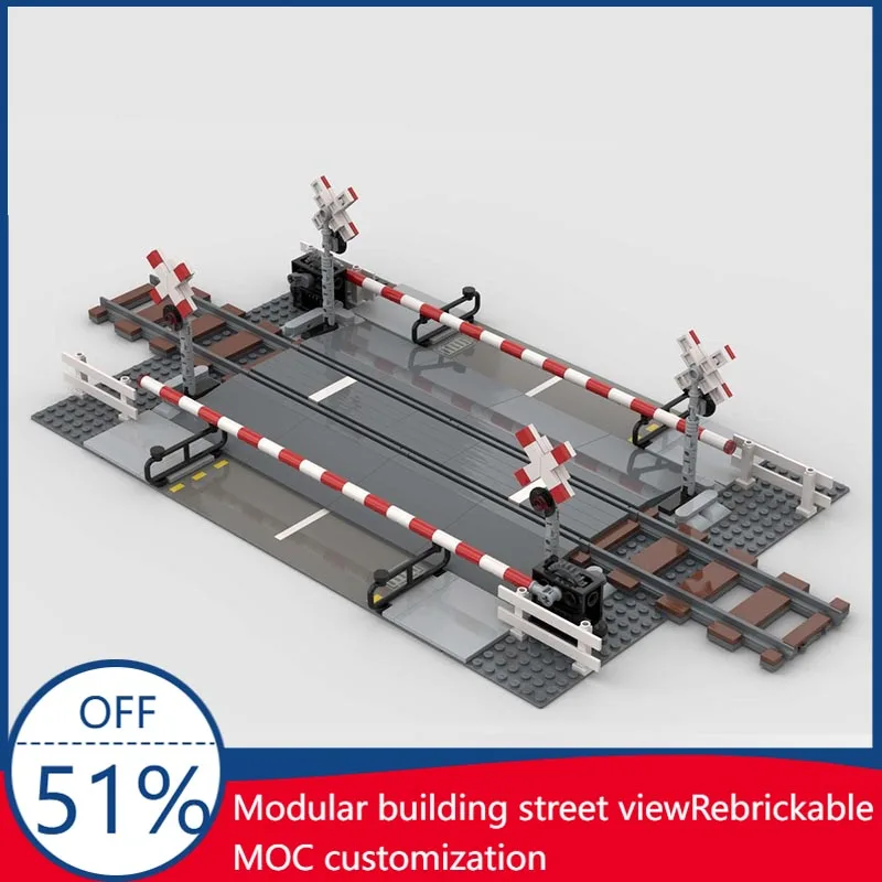 

364PCS MOC Level Crossing Version 1 Railway Road Crossing with Barriers and Signals Building Blocks Diorama Set Christmas Gift