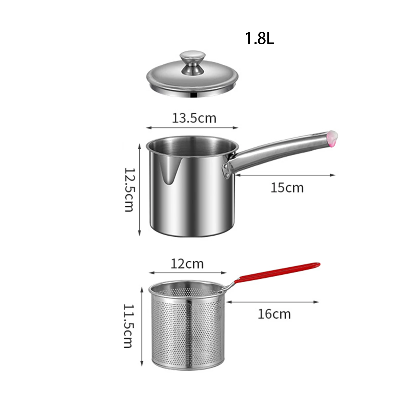 Deep Frying Pot Thick Stainless Steel Wear Resistant Milk Pot Cooking Pot for Camping Picnic Backpacking Steaming Boiling