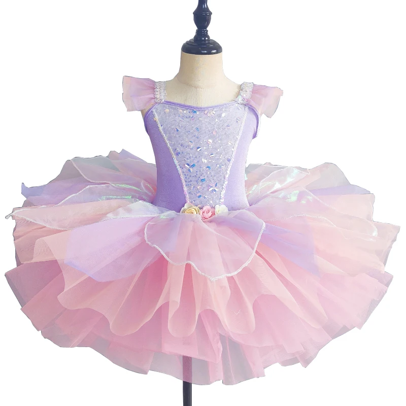 Crianças glitter ballet dança vestido para desempenho meninas cisne lago dancewear profissional ballet tutu bailarina vestido de princesa