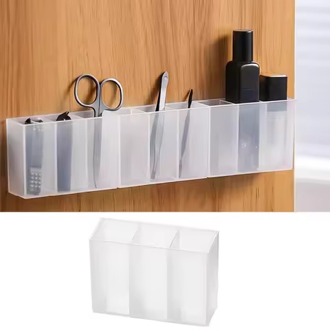 Mini Storage Box 3-Grid Plastic Makeup Brush Lipstick Storage Multi-Functional Desk Organizer for Home Kitchen Bathroom