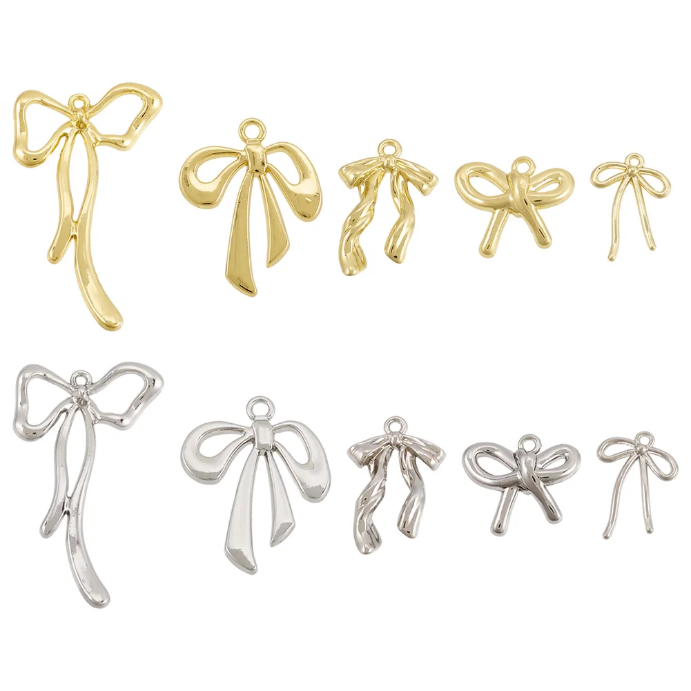 20Pcs Plating Alloy Pendants Bowknot Charms Mixed Color 15.5~45x13~26x2~6mm Hole: 1.2~2.5mm