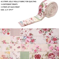 Jelly Roll Fabric for Quilting Gap 42 Strips 6.35 cm x 50 cm Fabric for Quilting and Sewing Jelly Roll - Pre cut Quilt (Flower)