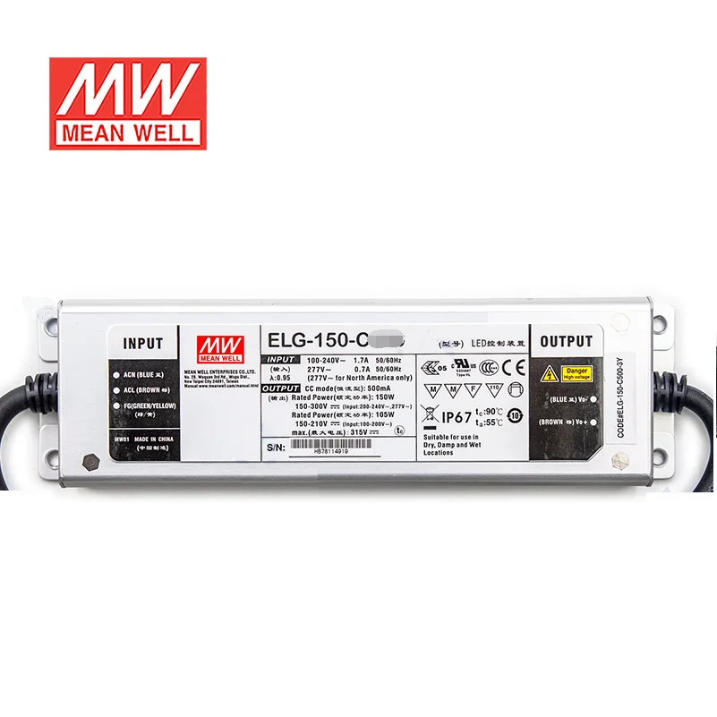 MEAN WELL ELG-150-C-3Y: تقييم وتحليل مصباح LED قوي بقوة 150 واط مع موديل C500A