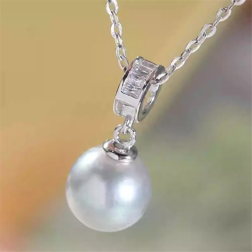 

S925 Sterling Silver Pearl Pendant Setting, DIY Empty Bezel Cup Jewelry Supplies for Craft Making, Hollow Prong Pendant Findings