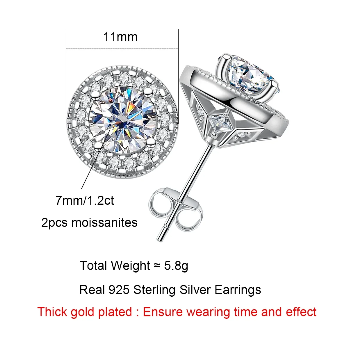 QIBAOKU 2.4cttw D Color Moissanite Diamond Vintage Stud Earrings For Women 18K Gold Plated S925 Sterling Silver Earrings 2026 5
