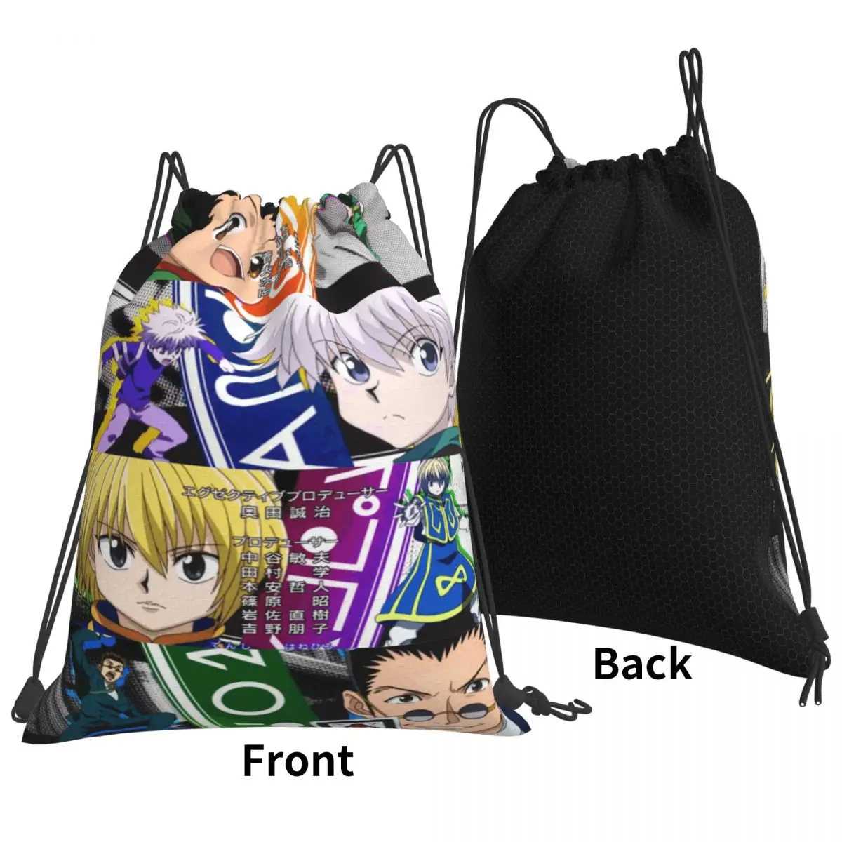 Anime HXH Hunter X Hunter Backpacks Portable Drawstring Bundle Pocket Sundries Bag Book Bags for Man Woman Students